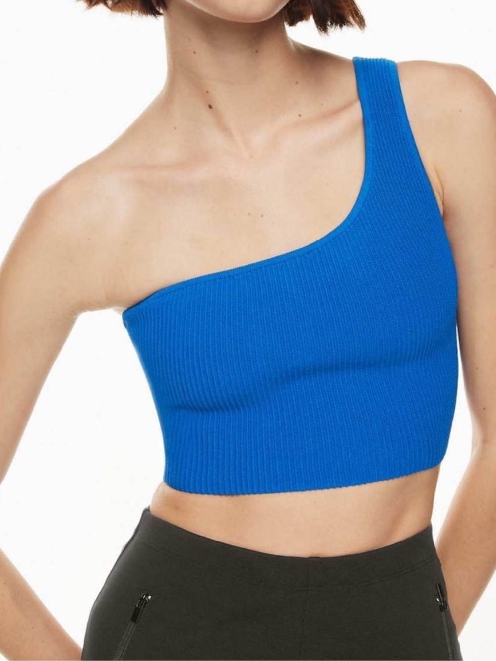 House of Harlow 1960 Electric Blue One-Shoulder Ribbed Crop Top- XS